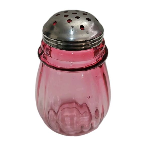 Antique Hobbs Brockunier Sugar Shaker Muffineer Ring Neck Cranberry Glass 5" - Picture 1 of 8